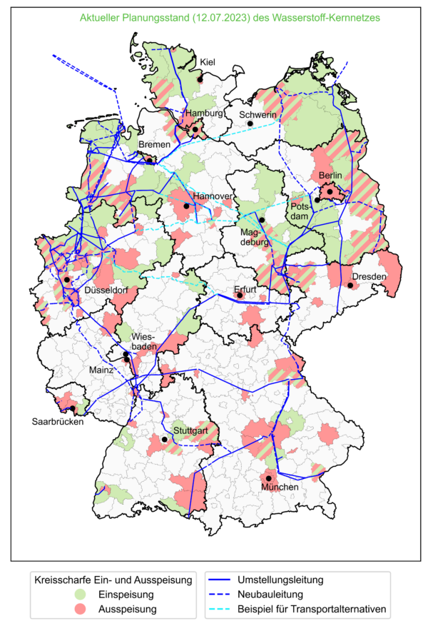 Aktueller Planungsstand des Wasserstoffkernnetzes