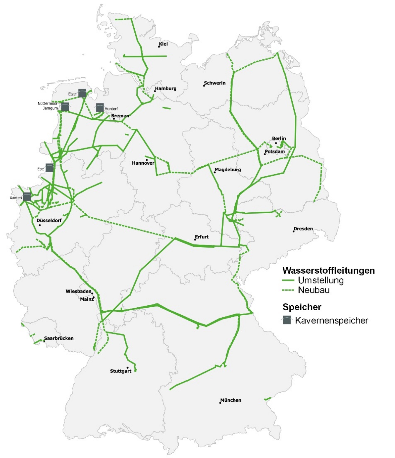 Wasserstoffleitungen Deutschland